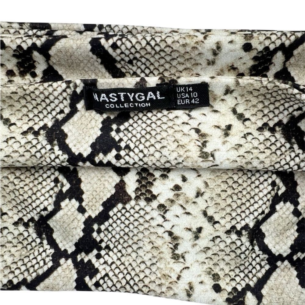 Nasty Gal Tan Snakeskin Strapless Bandeau Bikini Tube Top Size 10 - Picture 5 of 5